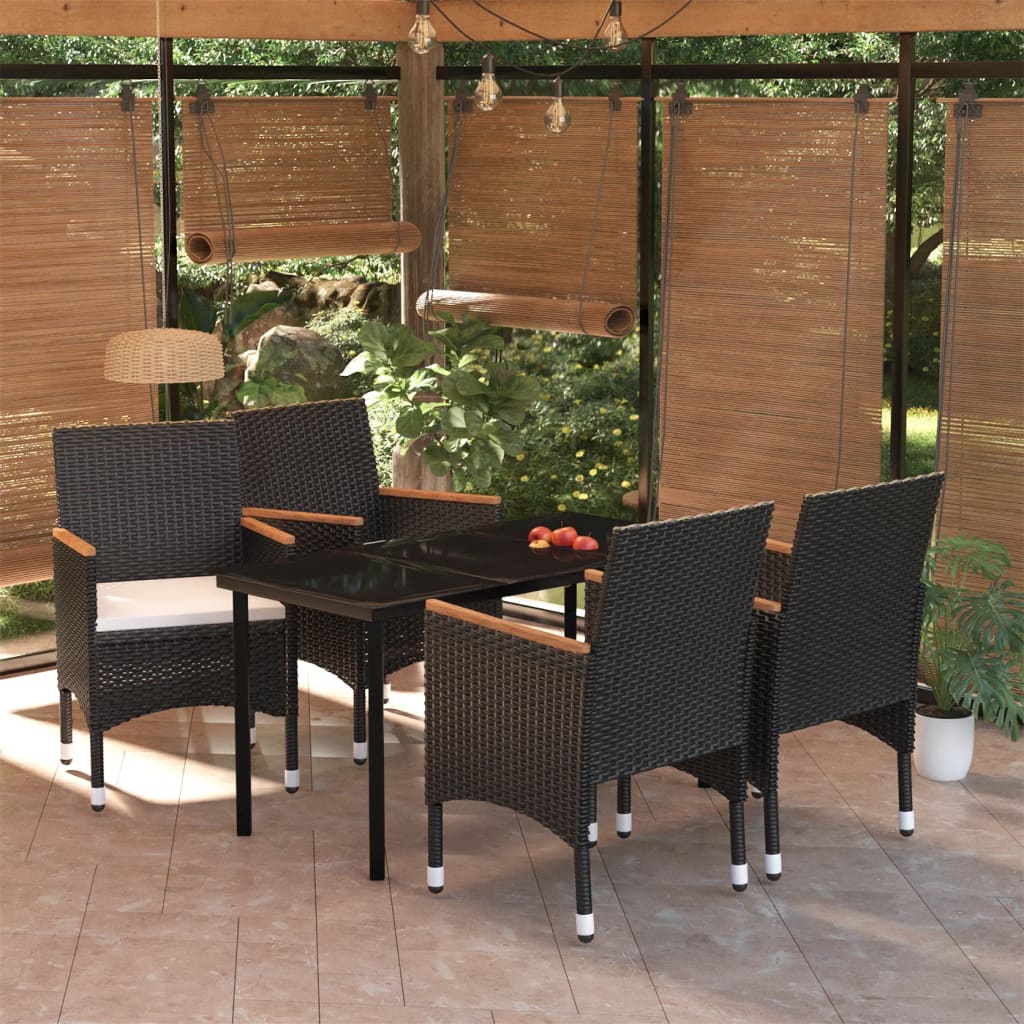 5 Piece Outdoor Dining Set with Cushions Black - Newstart Furniture