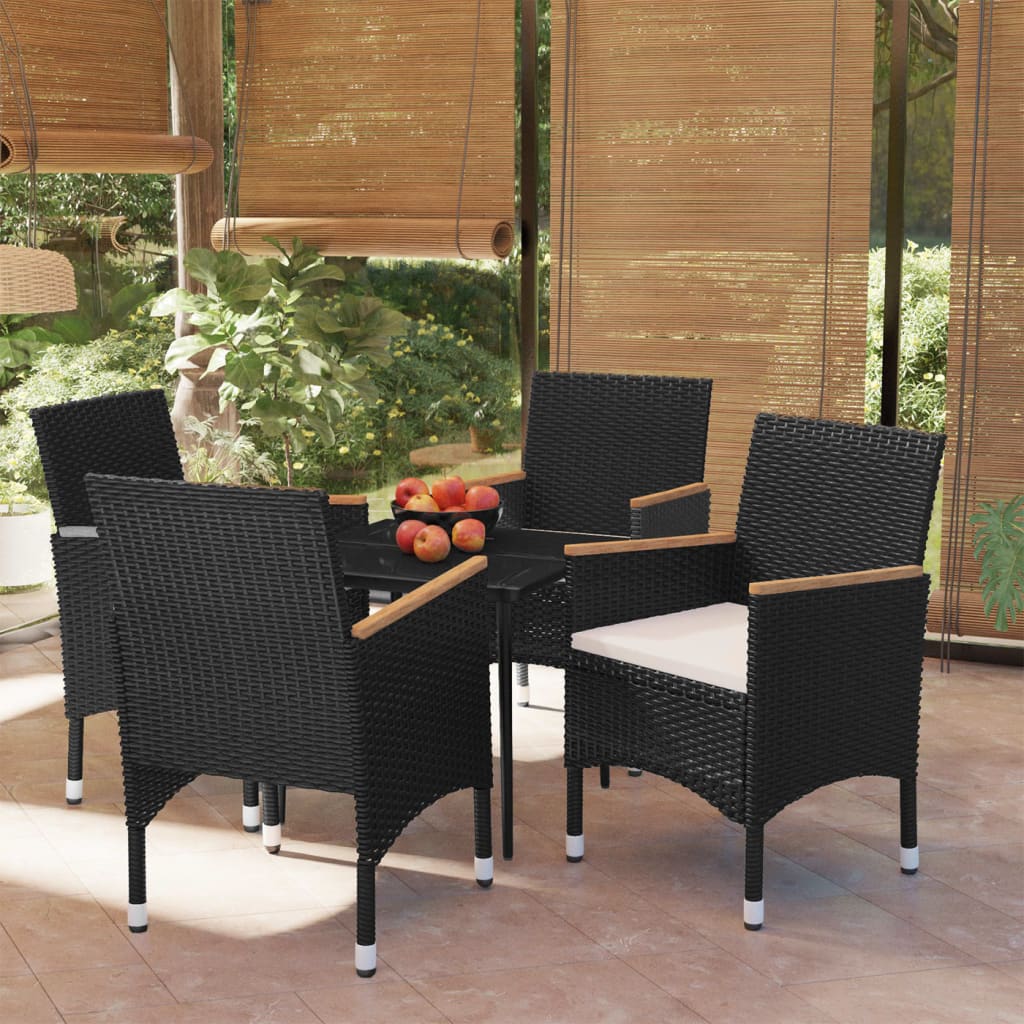 5 Piece Outdoor Dining Set with Cushions Black - Newstart Furniture