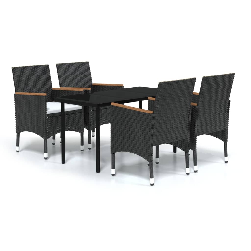 5 Piece Outdoor Dining Set with Cushions Black - Newstart Furniture