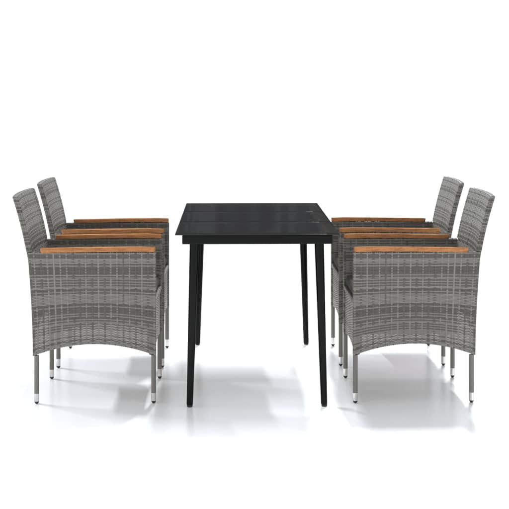 5 Piece Outdoor Dining Set with Cushions Grey and Black - Newstart Furniture