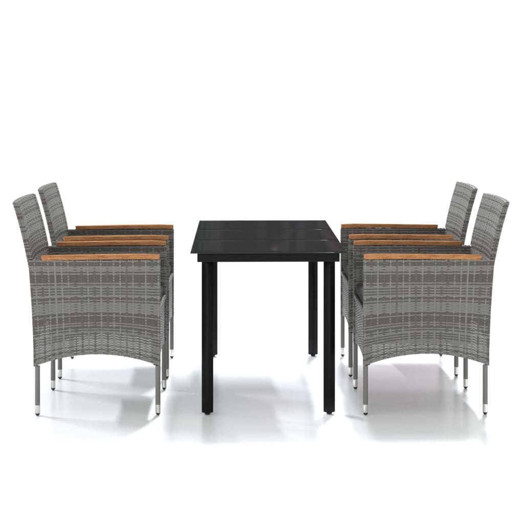 5 Piece Outdoor Dining Set with Cushions Grey and Black - Newstart Furniture