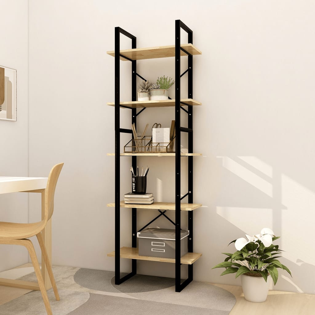 5-Tier Book Cabinet 60x30x175 cm Pinewood - Newstart Furniture