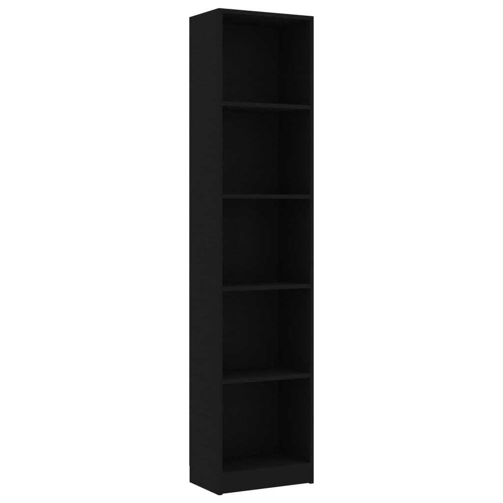 5-Tier Book Cabinet Black 40x24x175 cm Engineered Wood - Newstart Furniture