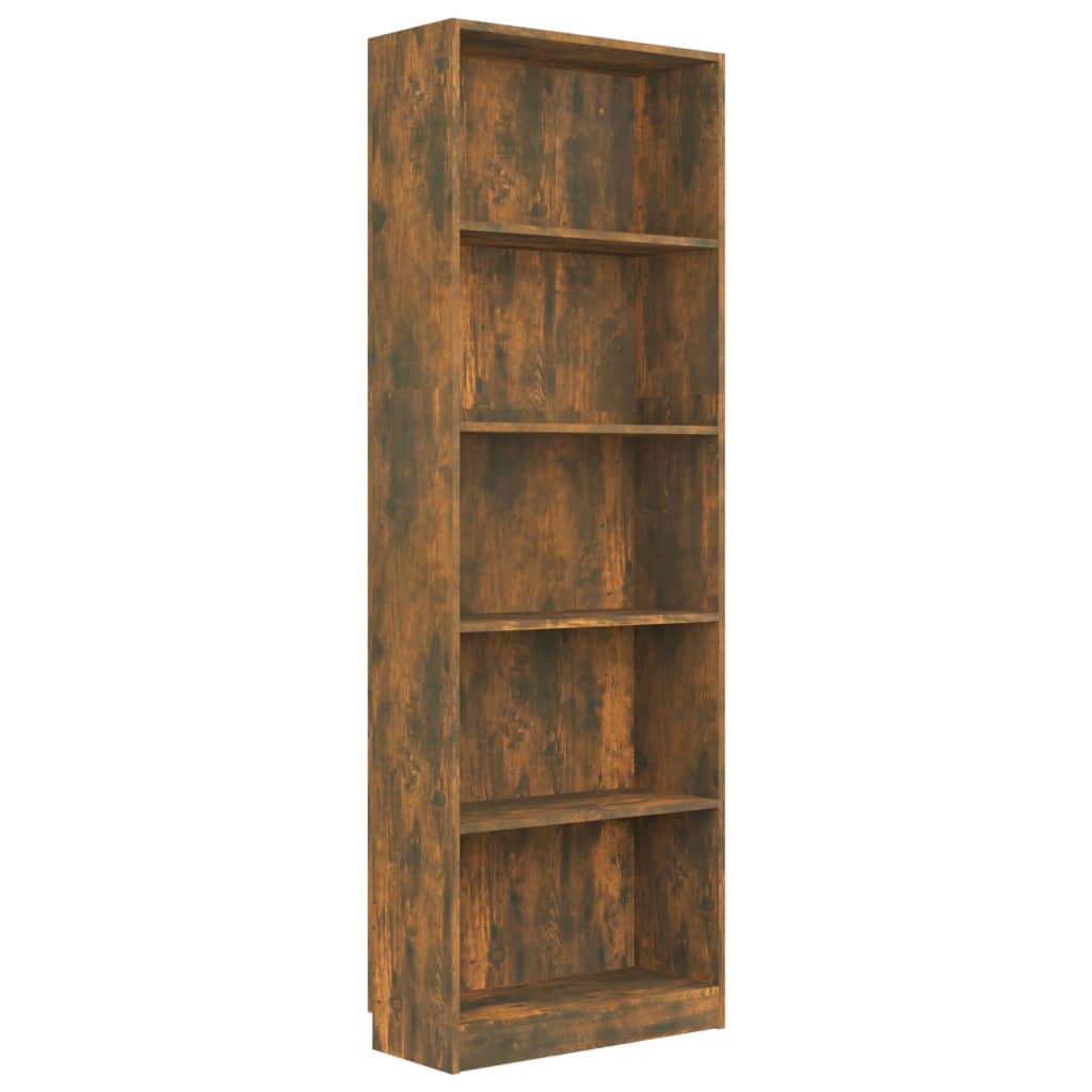 5-Tier Book Cabinet Smoked Oak 60x24x175 cm Engineered Wood - Newstart Furniture