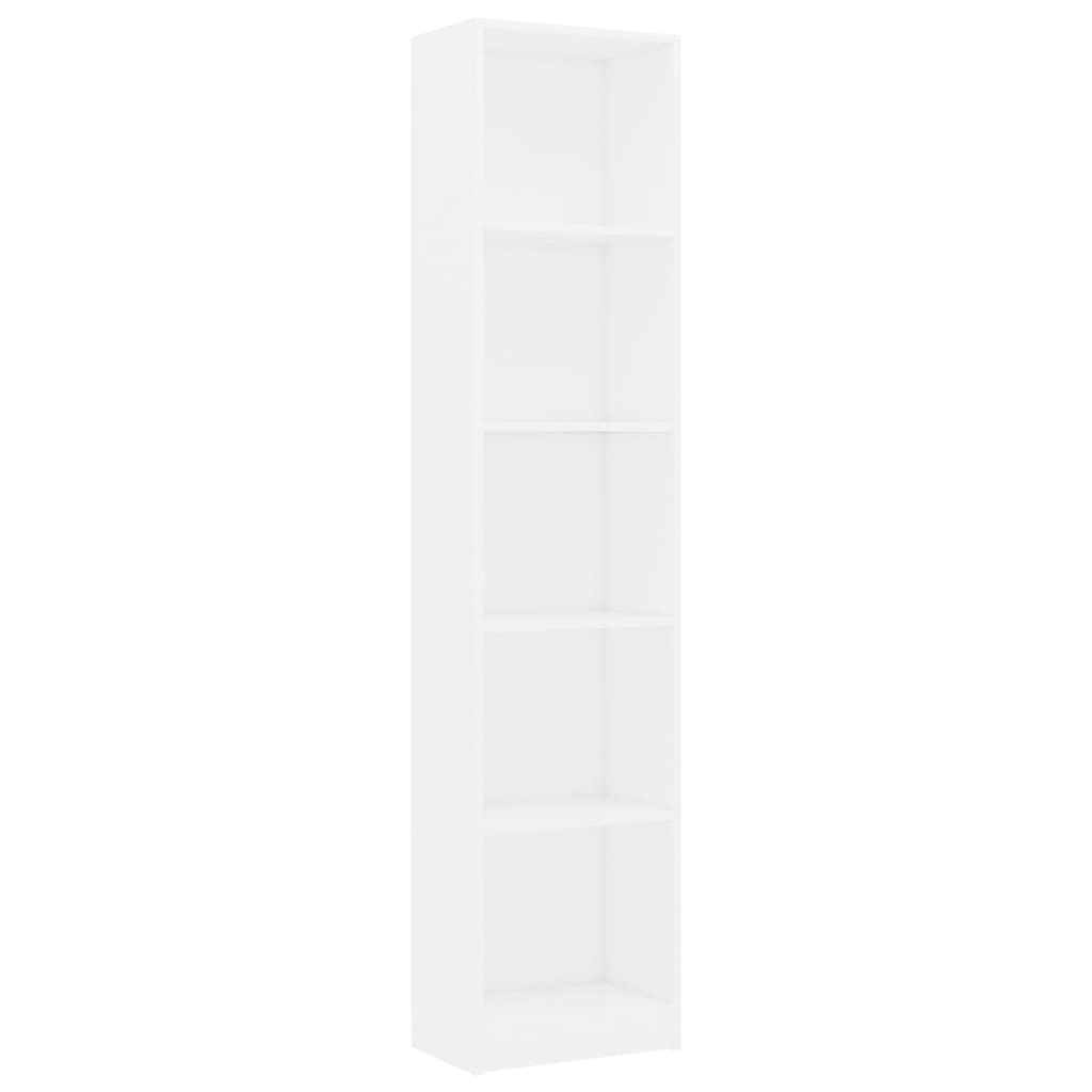 5-Tier Book Cabinet White 40x24x175 cm Engineered Wood - Newstart Furniture