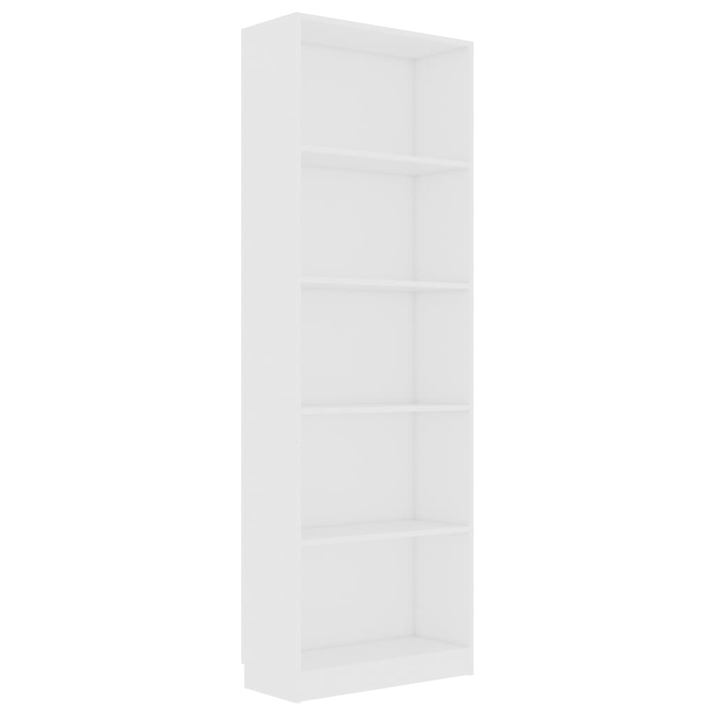 5-Tier Book Cabinet White 60x24x175 cm Engineered Wood - Newstart Furniture