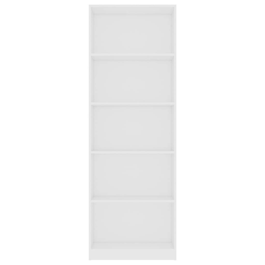 5-Tier Book Cabinet White 60x24x175 cm Engineered Wood - Newstart Furniture