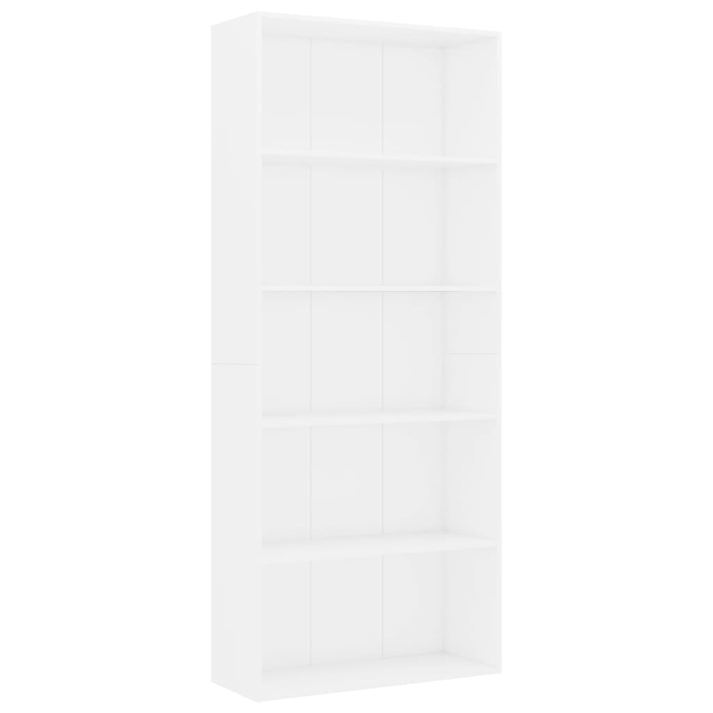 5-Tier Book Cabinet White 80x30x189 cm Engineered Wood - Newstart Furniture