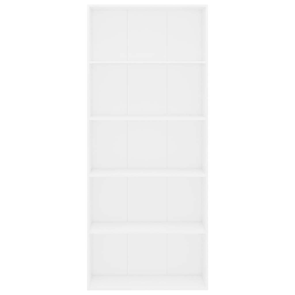 5-Tier Book Cabinet White 80x30x189 cm Engineered Wood - Newstart Furniture