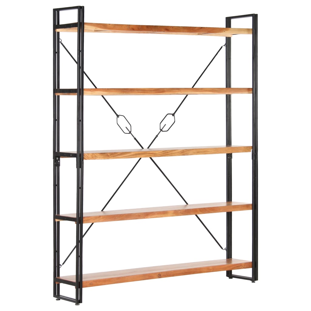 5-Tier Bookcase 140x30x180 cm Solid Acacia Wood - Newstart Furniture