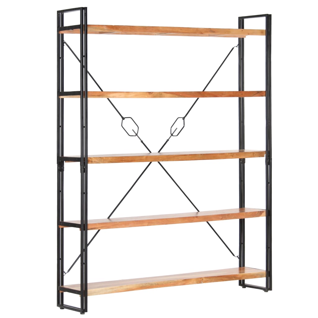 5-Tier Bookcase 140x30x180 cm Solid Acacia Wood - Newstart Furniture