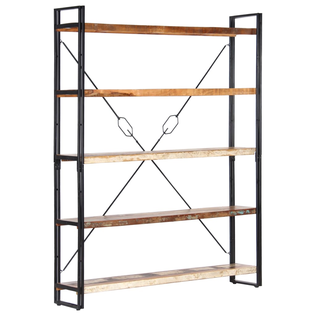 5-Tier Bookcase 140x30x180 cm Solid Reclaimed Wood - Newstart Furniture