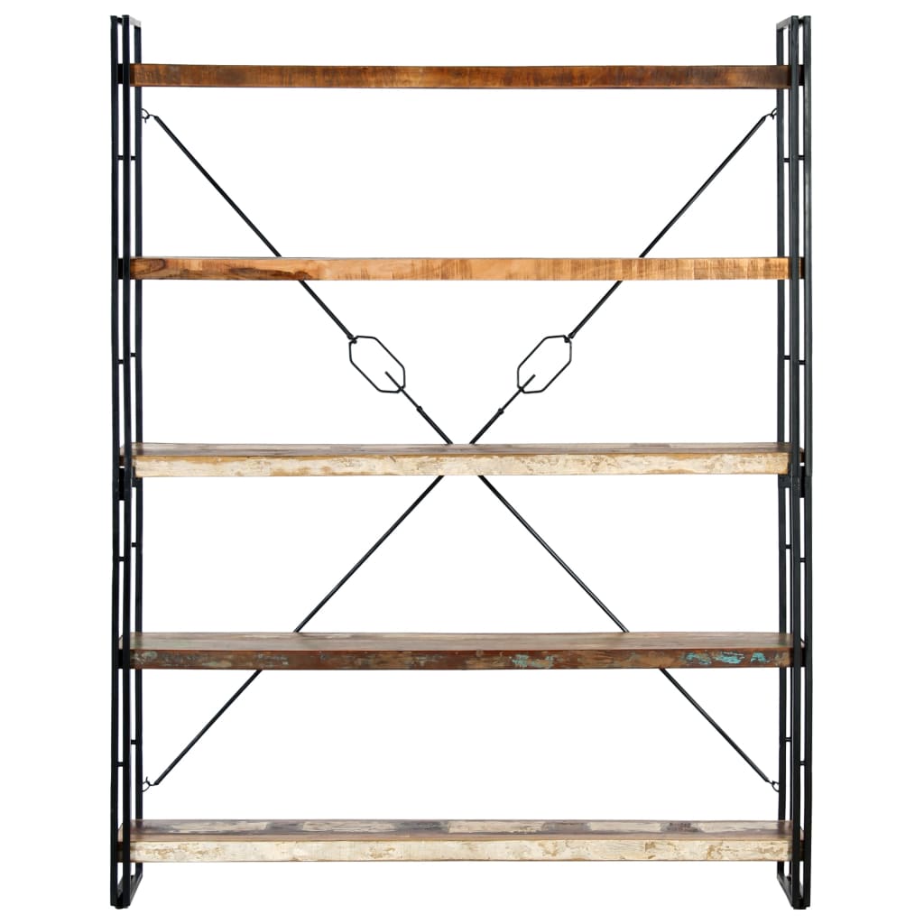 5-Tier Bookcase 140x30x180 cm Solid Reclaimed Wood - Newstart Furniture