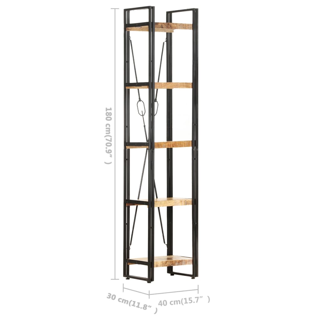 5-Tier Bookcase 40x30x180 cm Solid Mango Wood - Newstart Furniture