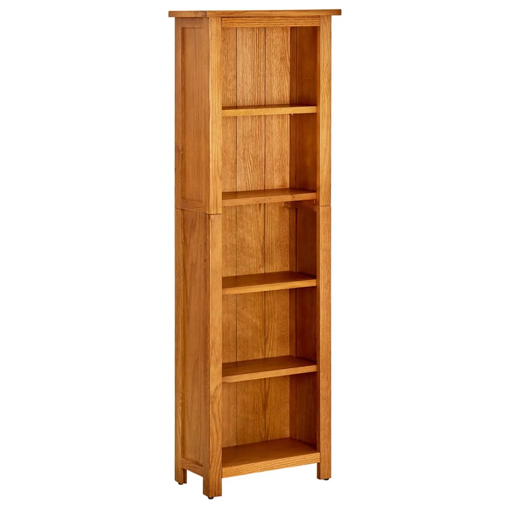 5-Tier Bookcase 45x22x140 cm Solid Oak Wood - Newstart Furniture