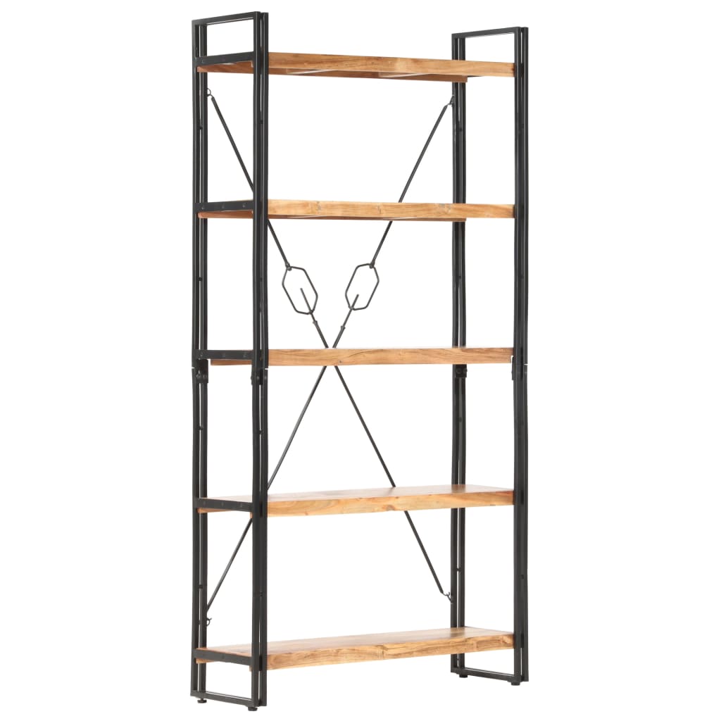 5-Tier Bookcase 90x30x180 cm Solid Acacia Wood - Newstart Furniture