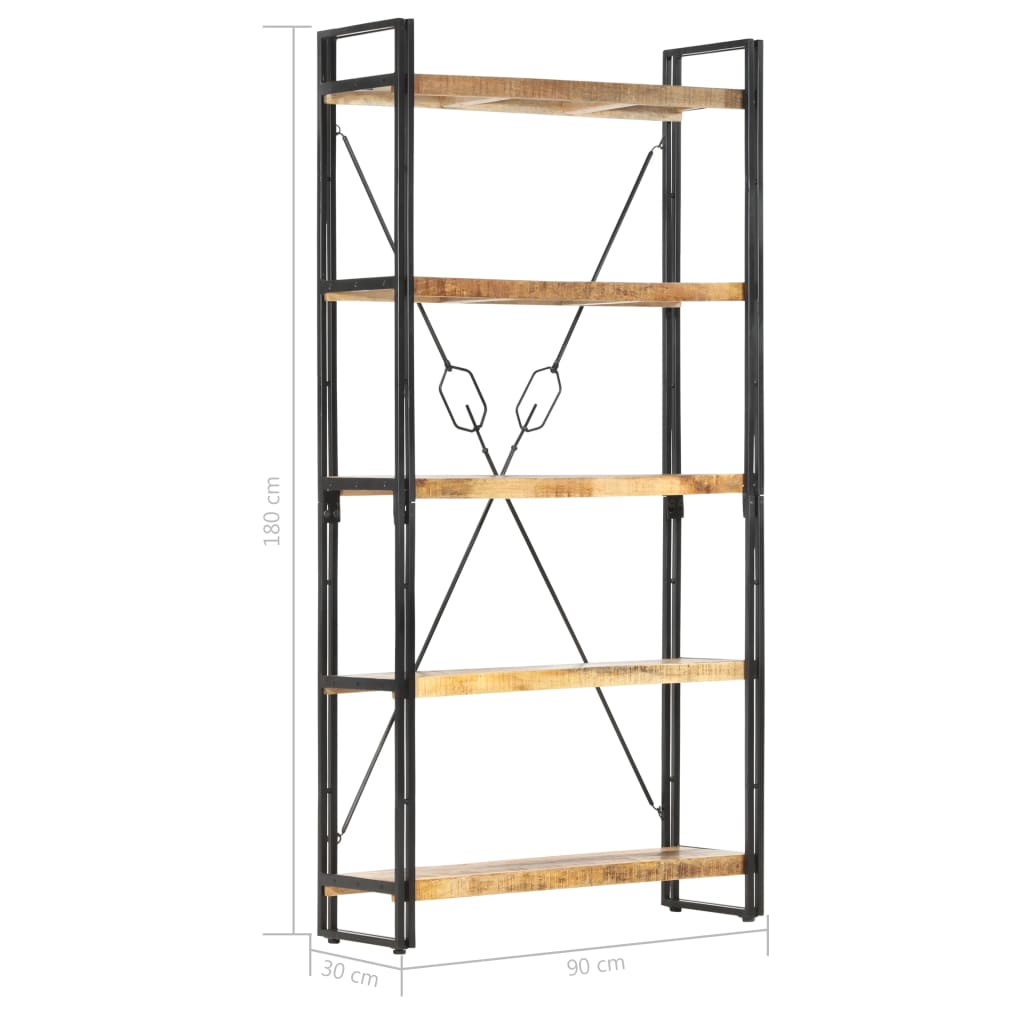 5-Tier Bookcase 90x30x180 cm Solid Mango Wood - Newstart Furniture