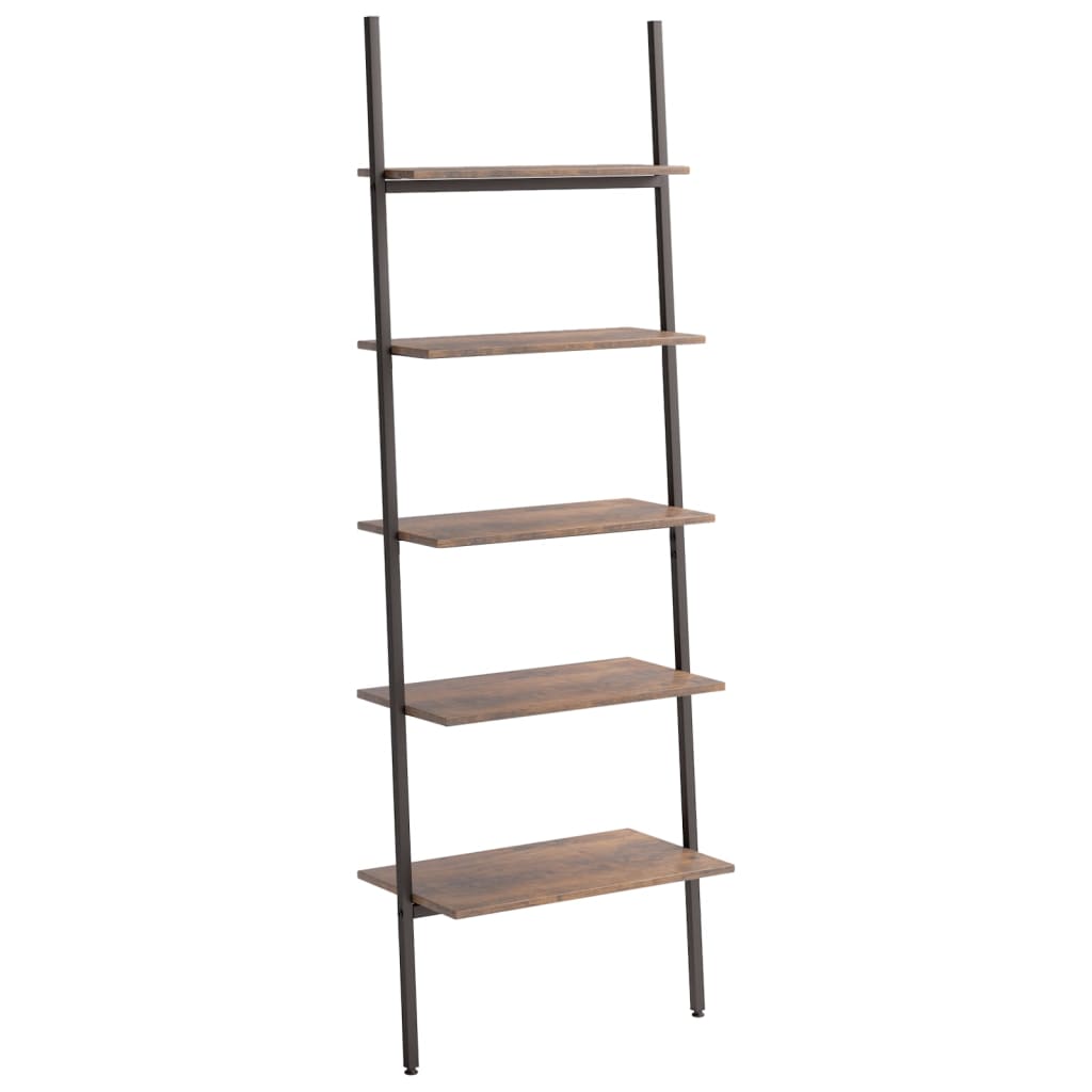 5-Tier Leaning Shelf Dark Brown and Black 64x34x185.5 cm - Newstart Furniture