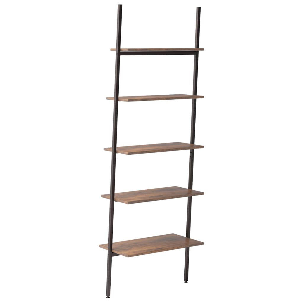 5-Tier Leaning Shelf Dark Brown and Black 64x34x185.5 cm - Newstart Furniture