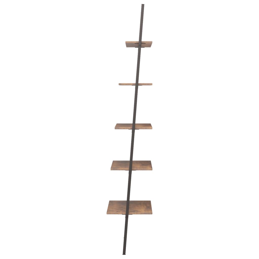 5-Tier Leaning Shelf Dark Brown and Black 64x34x185.5 cm - Newstart Furniture