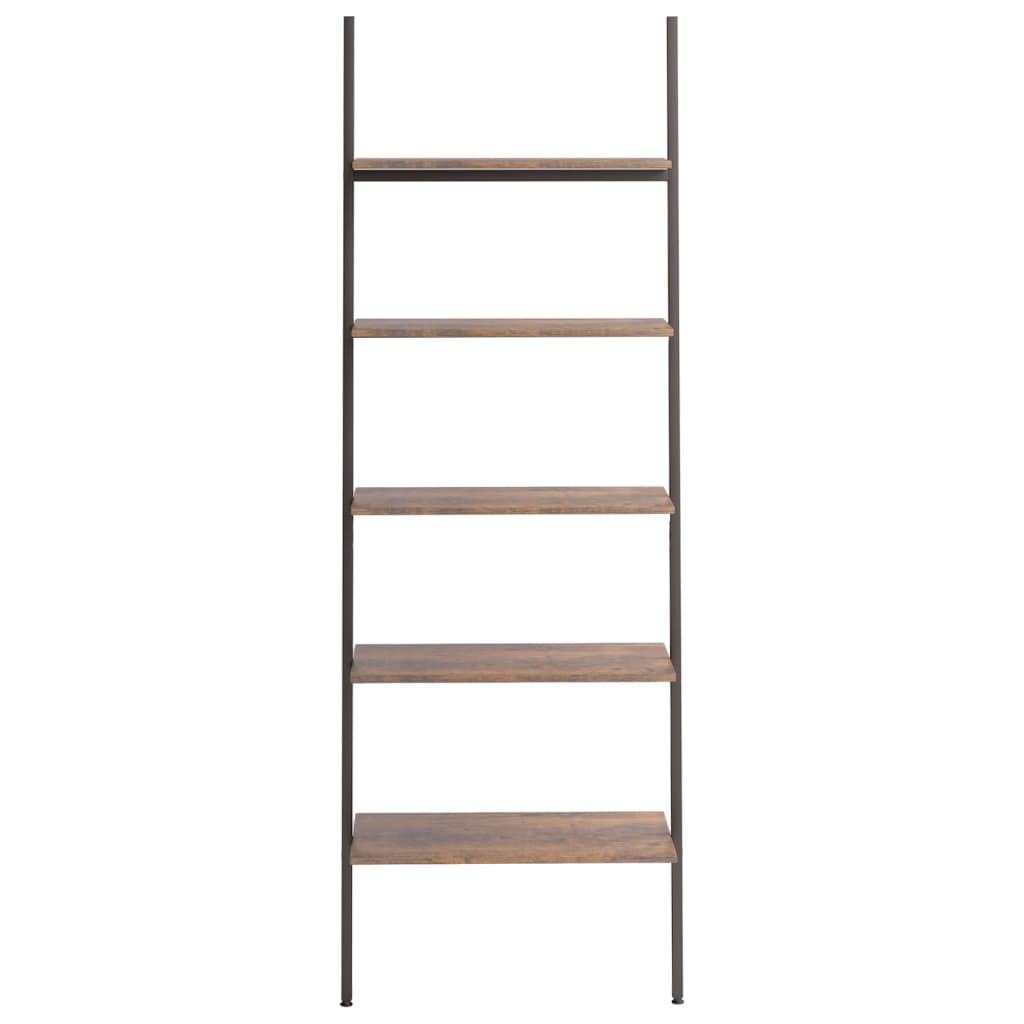 5-Tier Leaning Shelf Dark Brown and Black 64x34x185.5 cm - Newstart Furniture