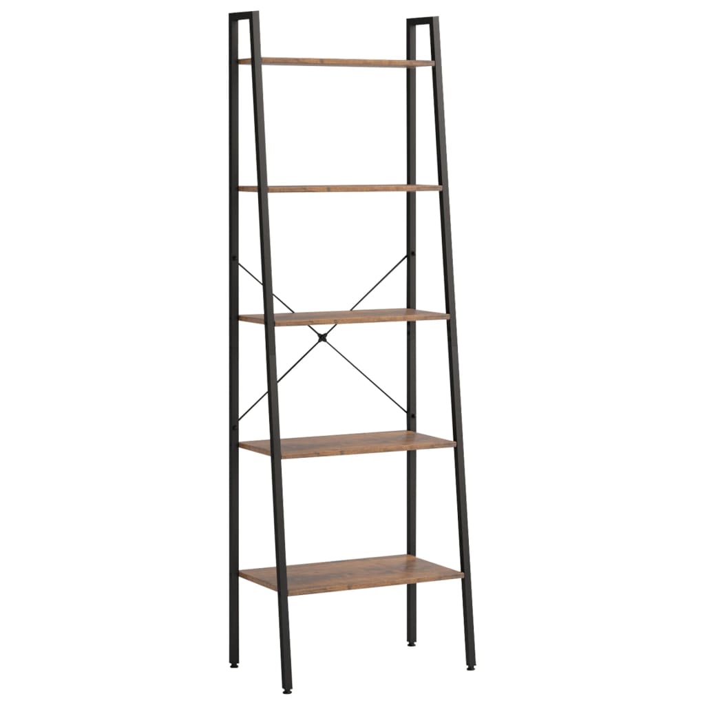 5-Tier Standing Shelf Dark Brown and Black 56x35x174 cm - Newstart Furniture