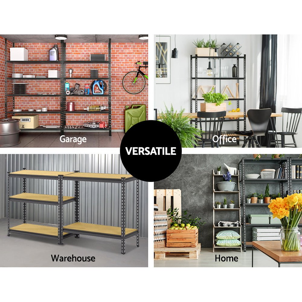 5x1.8M 5-Shelves Steel Warehouse Shelving Racking Garage Storage Rack Grey - Newstart Furniture