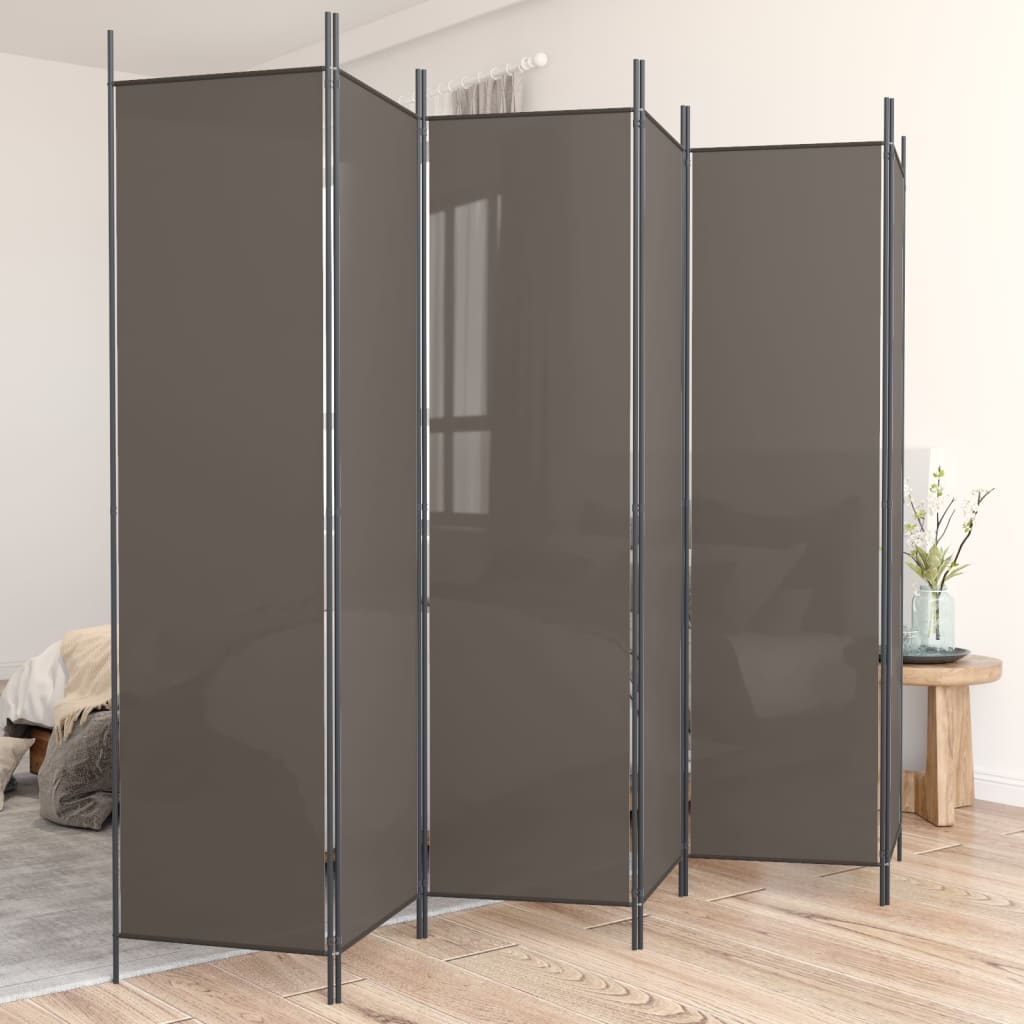 6 - Panel Room Divider Anthracite 300x200 cm Fabric - Newstart Furniture