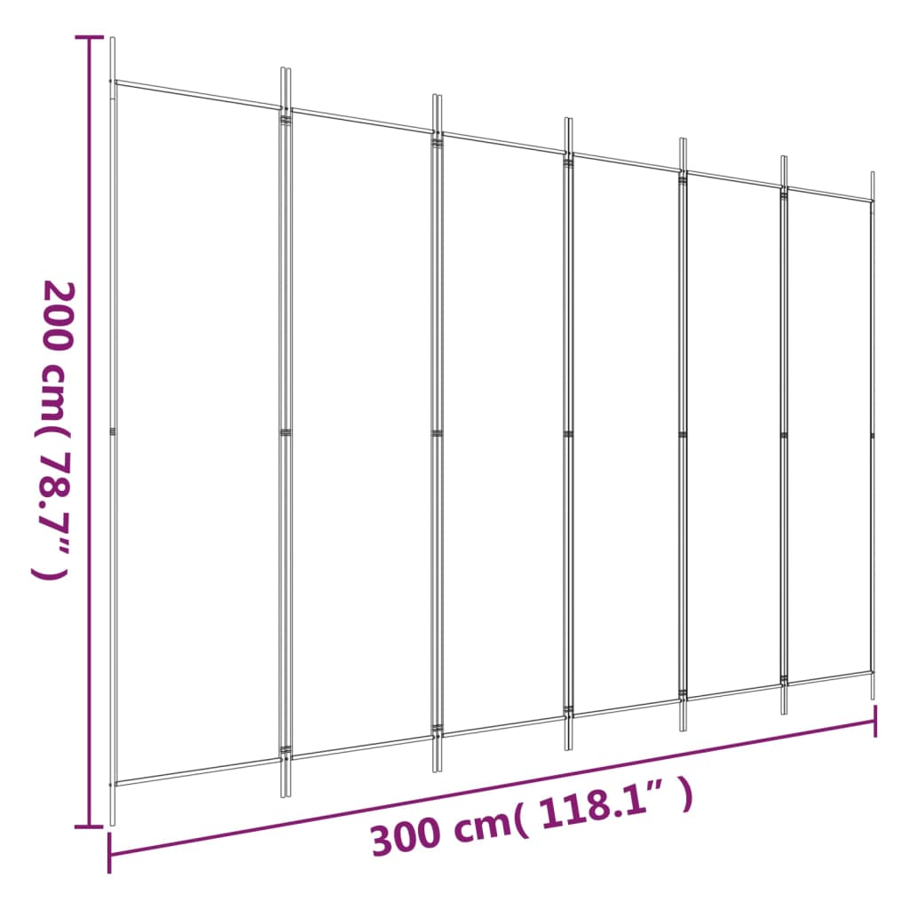 6 - Panel Room Divider Anthracite 300x200 cm Fabric - Newstart Furniture