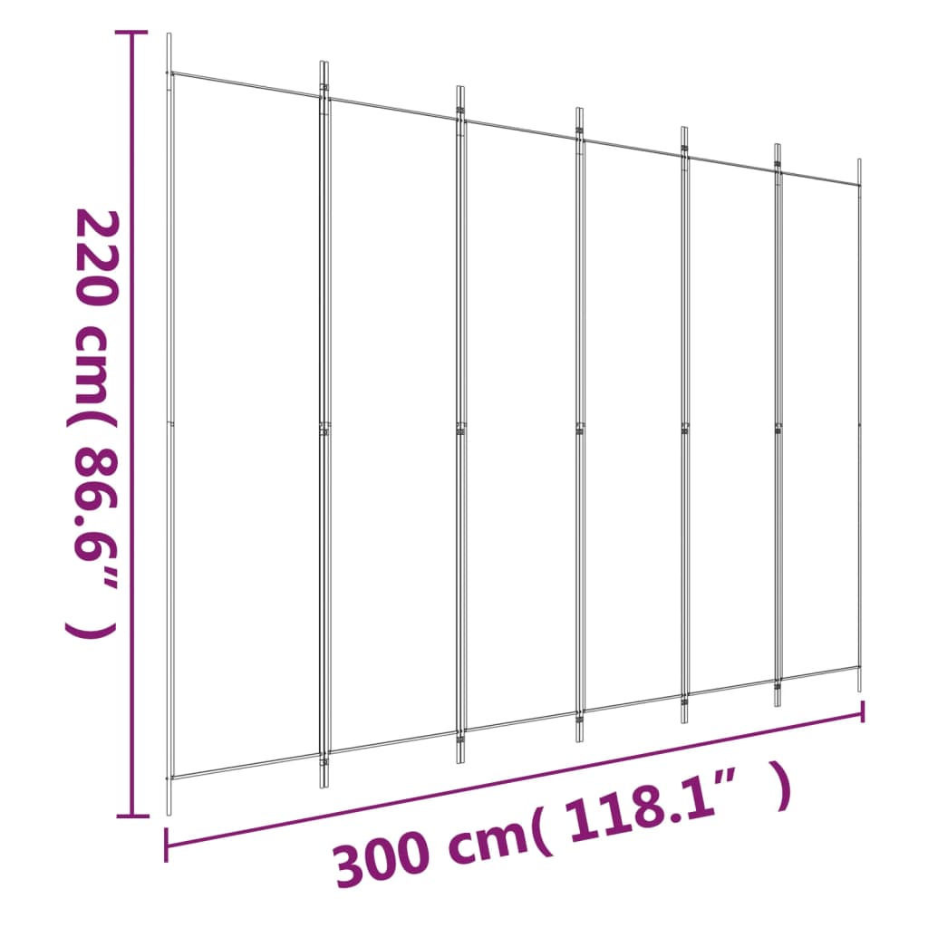 6 - Panel Room Divider Anthracite 300x220 cm Fabric - Newstart Furniture