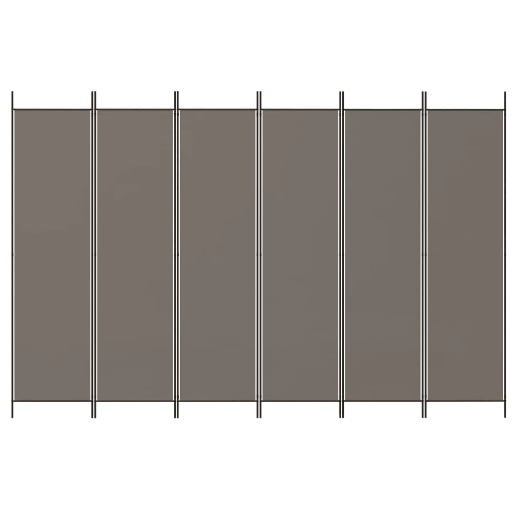 6 - Panel Room Divider Anthracite 300x220 cm Fabric - Newstart Furniture