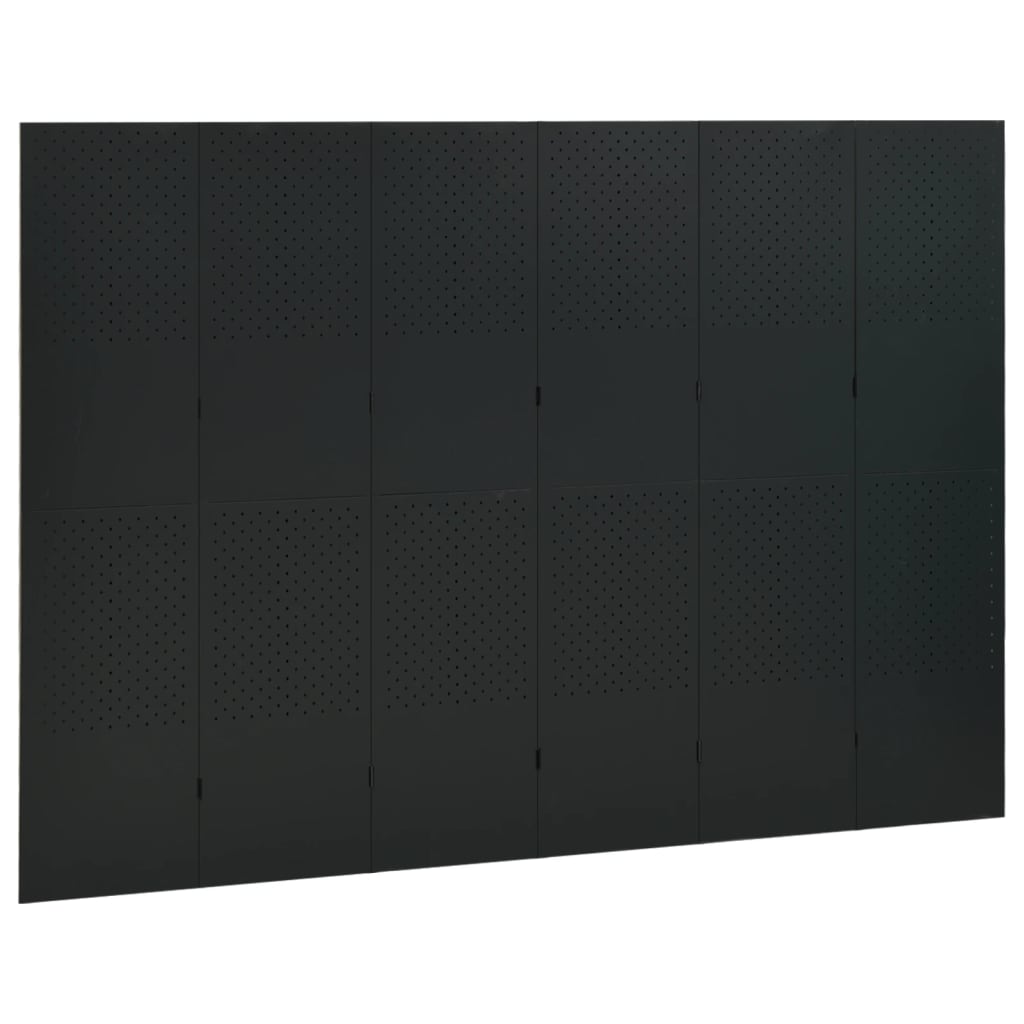 6 - Panel Room Divider Black 240x180 cm Steel - Newstart Furniture