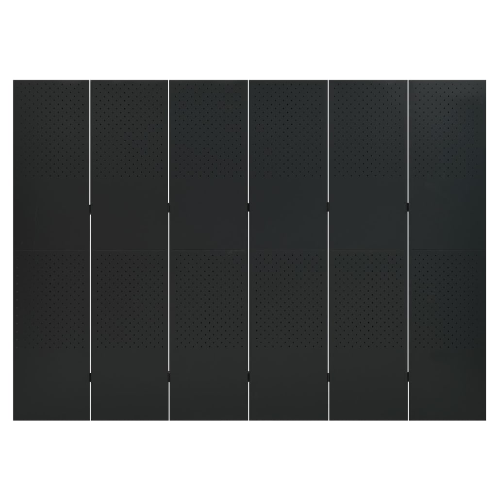 6 - Panel Room Divider Black 240x180 cm Steel - Newstart Furniture