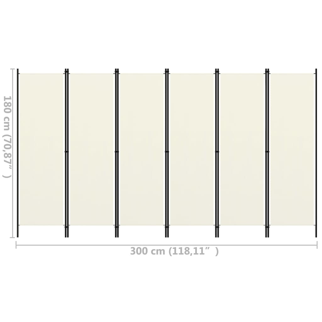 6 - Panel Room Divider Cream White 300x180 cm - Newstart Furniture