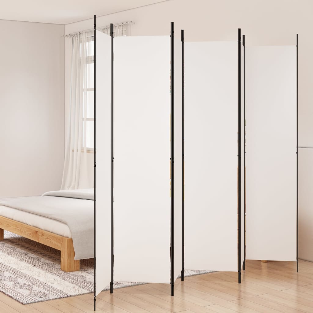 6 - Panel Room Divider White 300x220 cm Fabric - Newstart Furniture