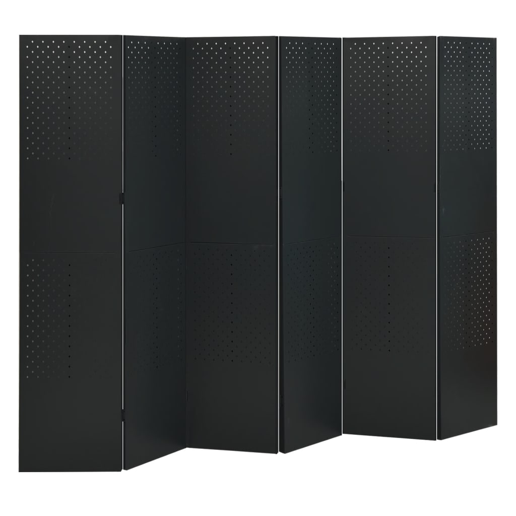 6 - Panel Room Dividers 2 pcs Black 240x180 cm Steel - Newstart Furniture