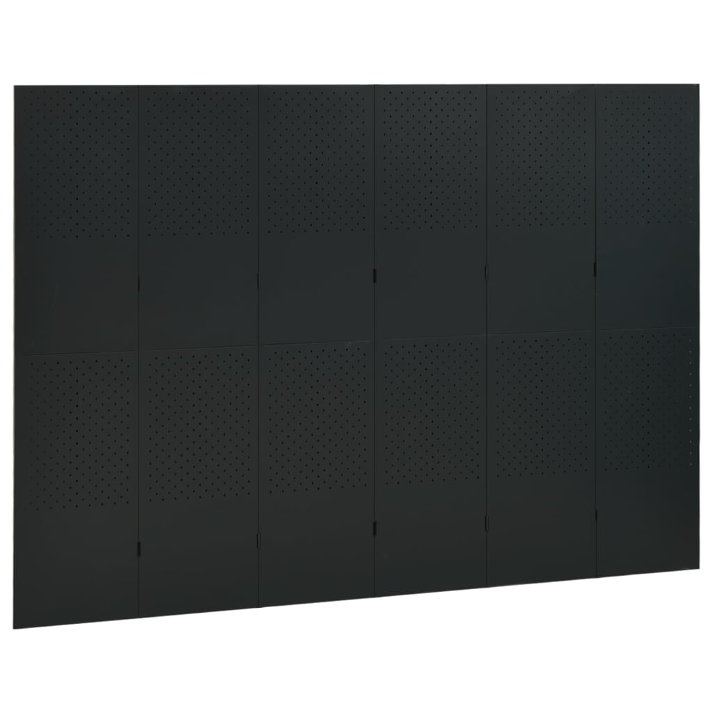 6 - Panel Room Dividers 2 pcs Black 240x180 cm Steel - Newstart Furniture