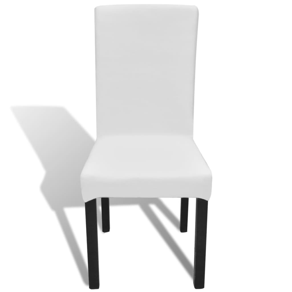 6 pcs White Straight Stretchable Chair Cover - Newstart Furniture