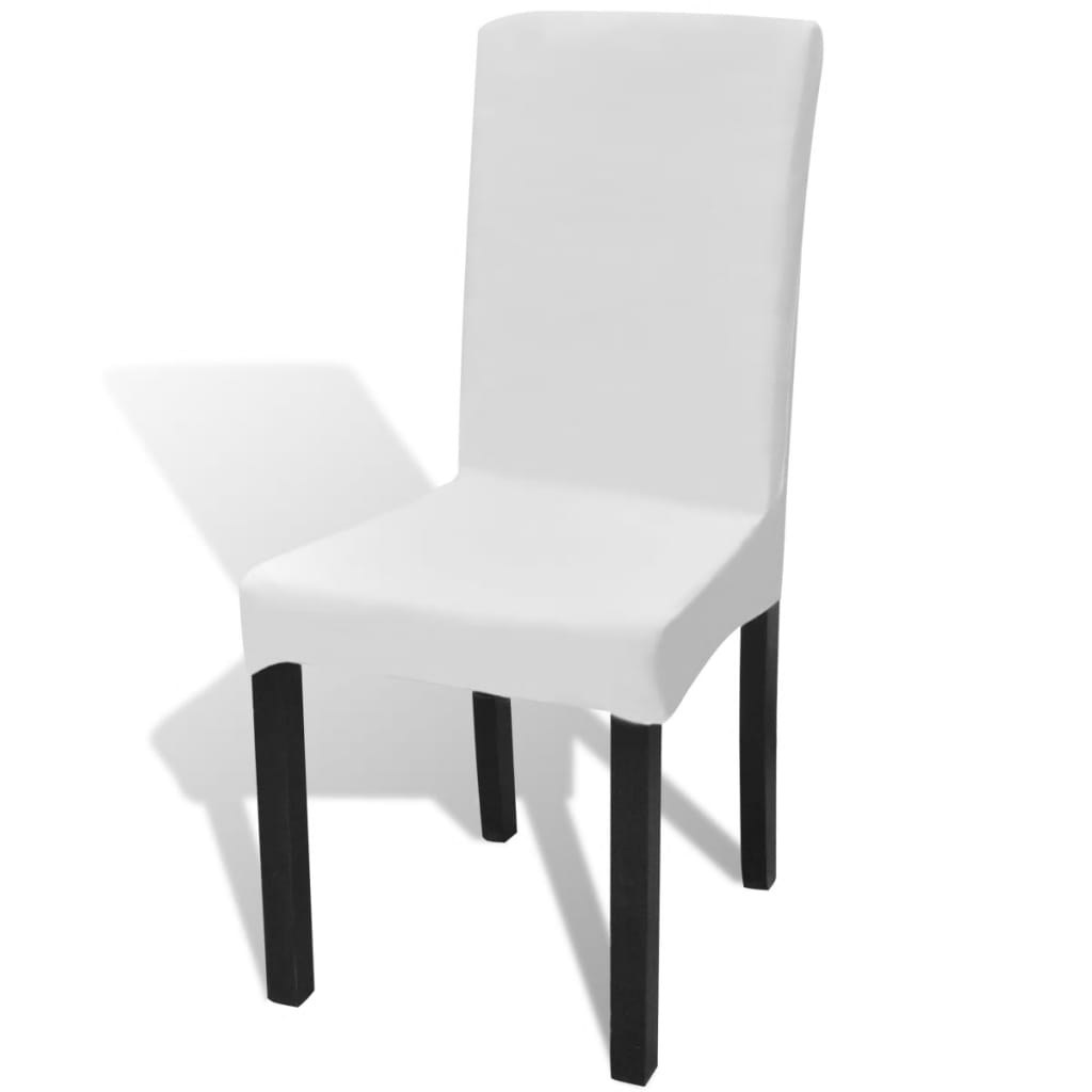 6 pcs White Straight Stretchable Chair Cover - Newstart Furniture