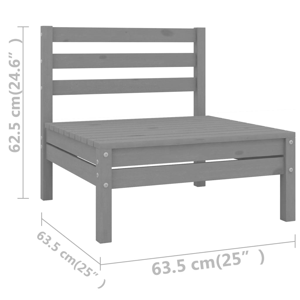 6 Piece Garden Lounge Set Grey Solid Pinewood - Newstart Furniture