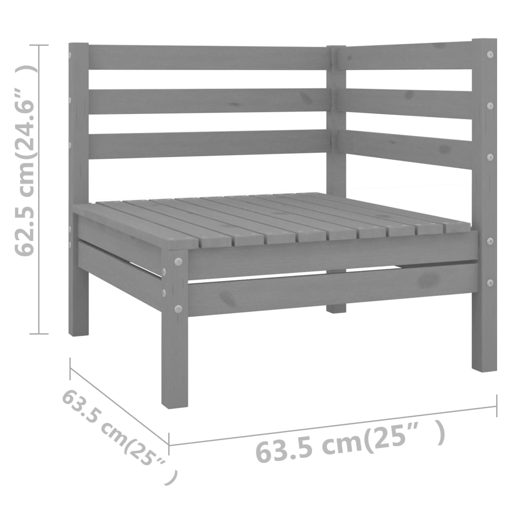 6 Piece Garden Lounge Set Grey Solid Pinewood - Newstart Furniture