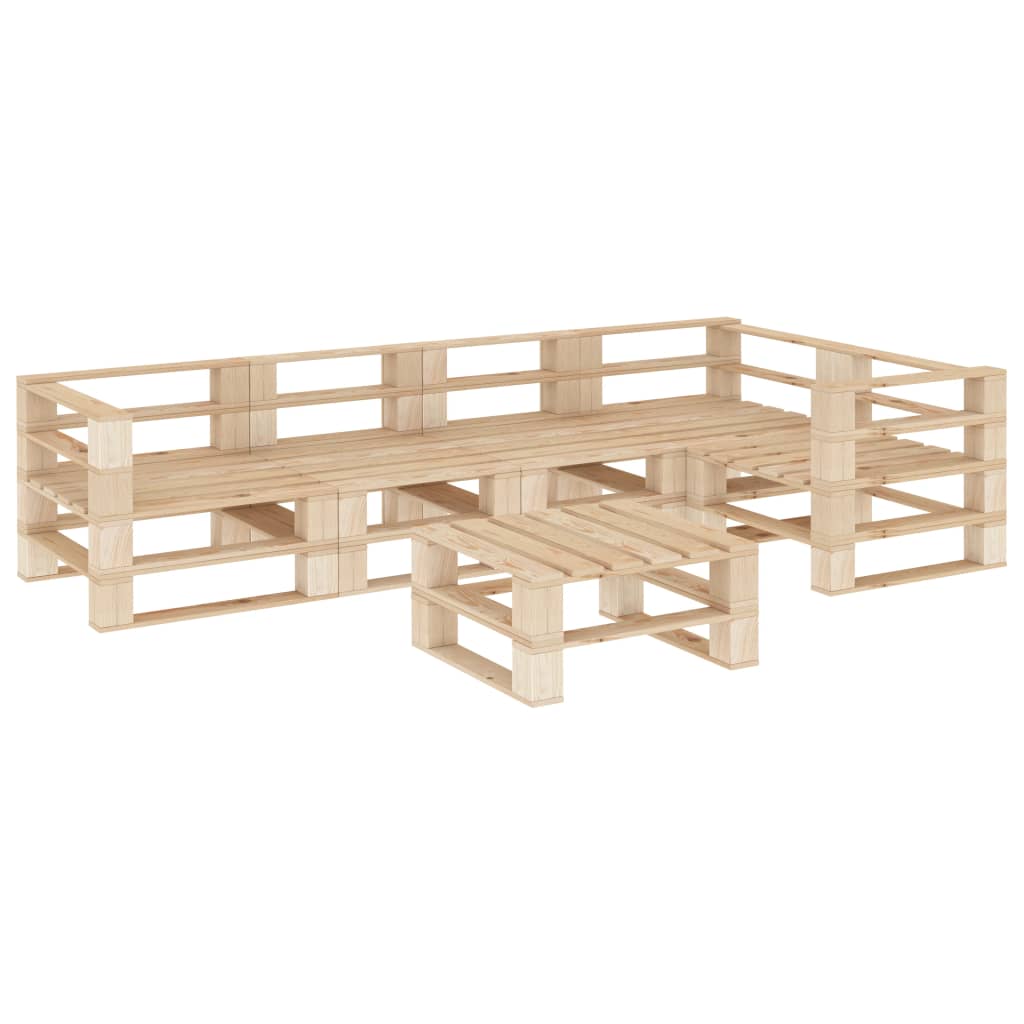 6 Piece Garden Lounge Set Pallets Wood - Newstart Furniture