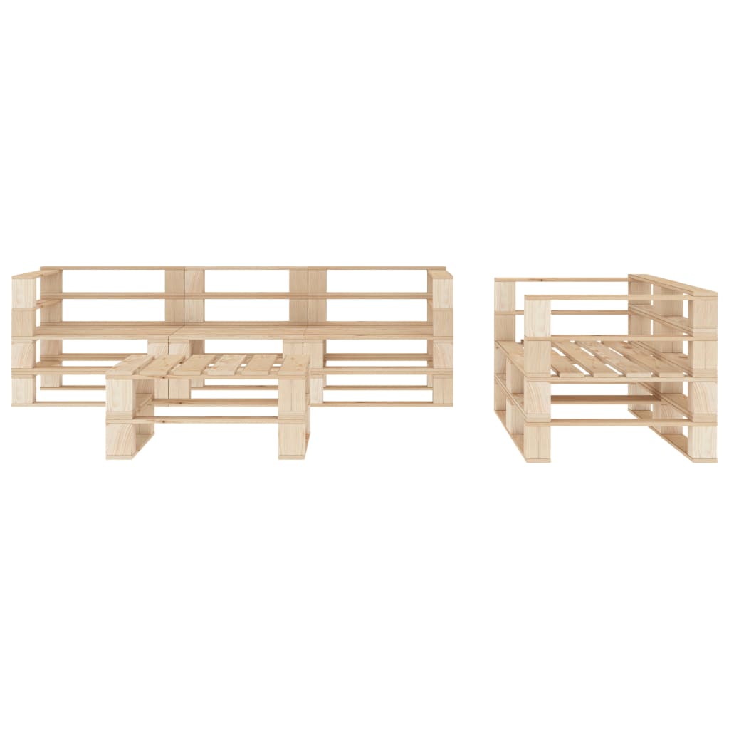 6 Piece Garden Lounge Set Pallets Wood - Newstart Furniture