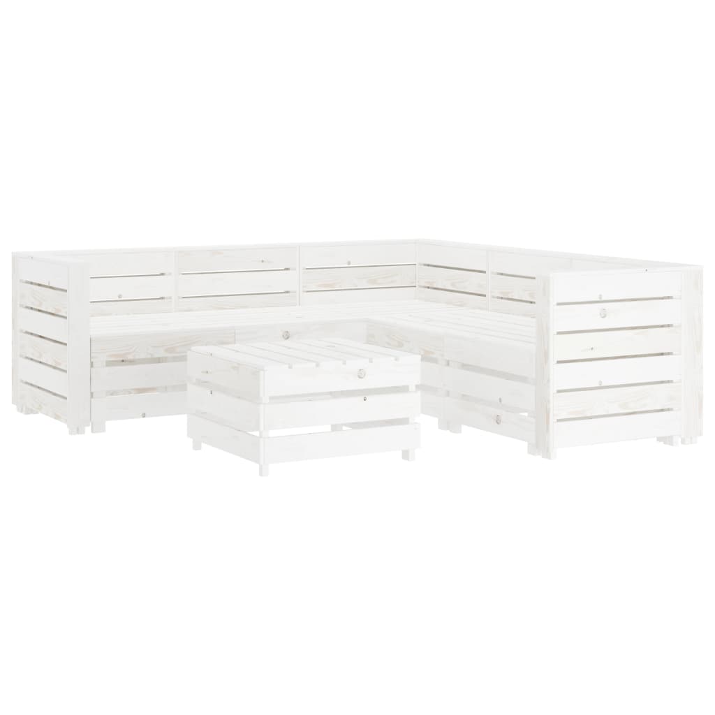 6 Piece Garden Lounge Set Pallets Wood White - Newstart Furniture