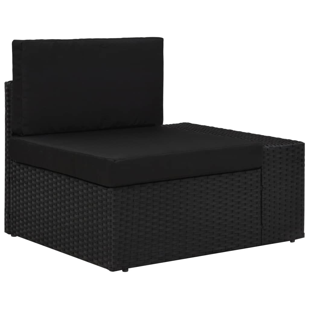 6 Piece Garden Lounge Set Poly Rattan Black - Newstart Furniture