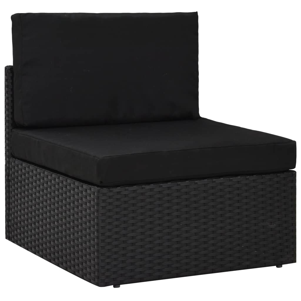 6 Piece Garden Lounge Set Poly Rattan Black - Newstart Furniture