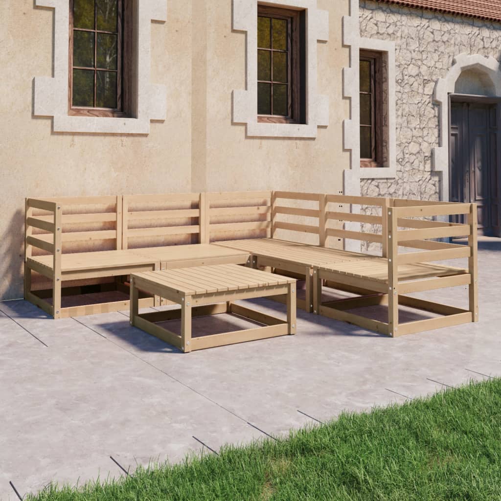 6 Piece Garden Lounge Set Solid Pinewood - Newstart Furniture