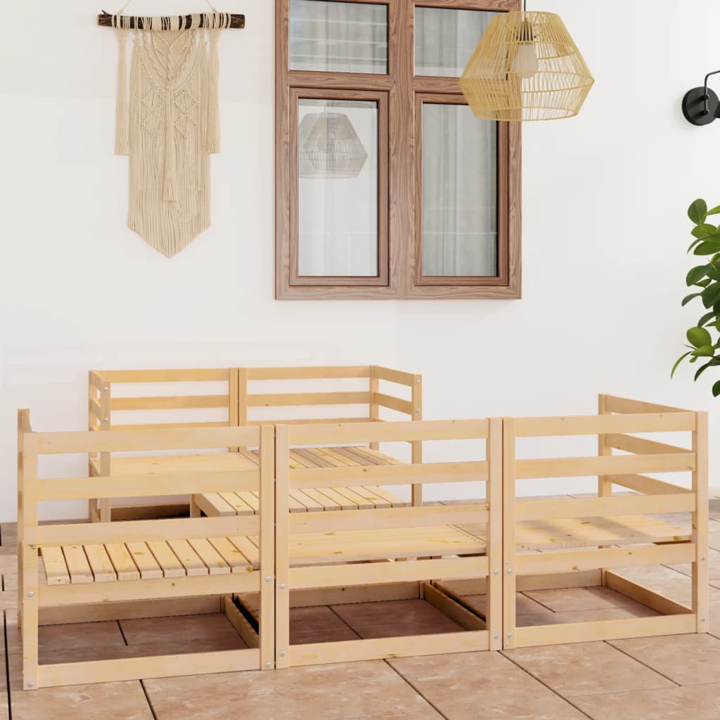 6 Piece Garden Lounge Set Solid Pinewood - Newstart Furniture