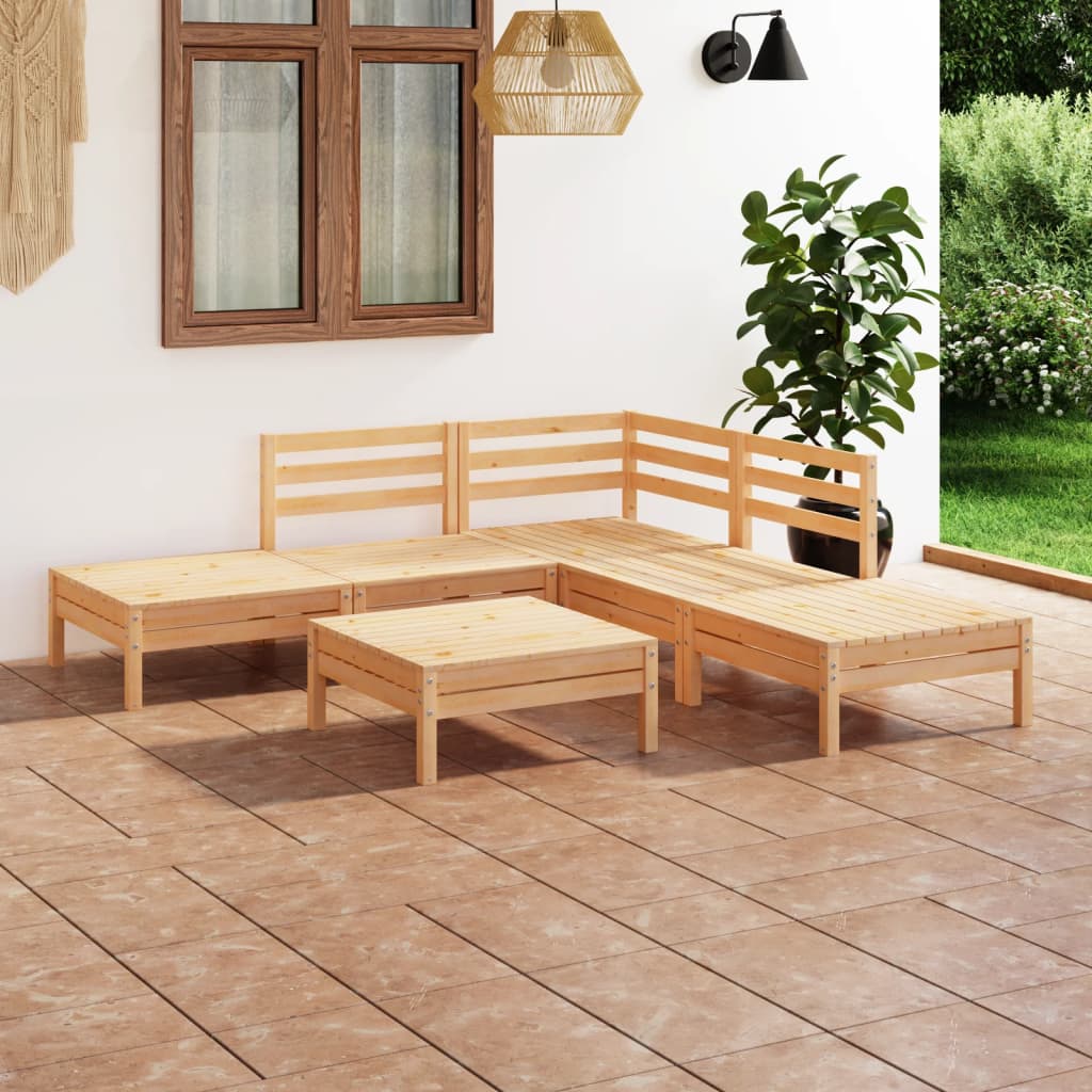 6 Piece Garden Lounge Set Solid Pinewood - Newstart Furniture