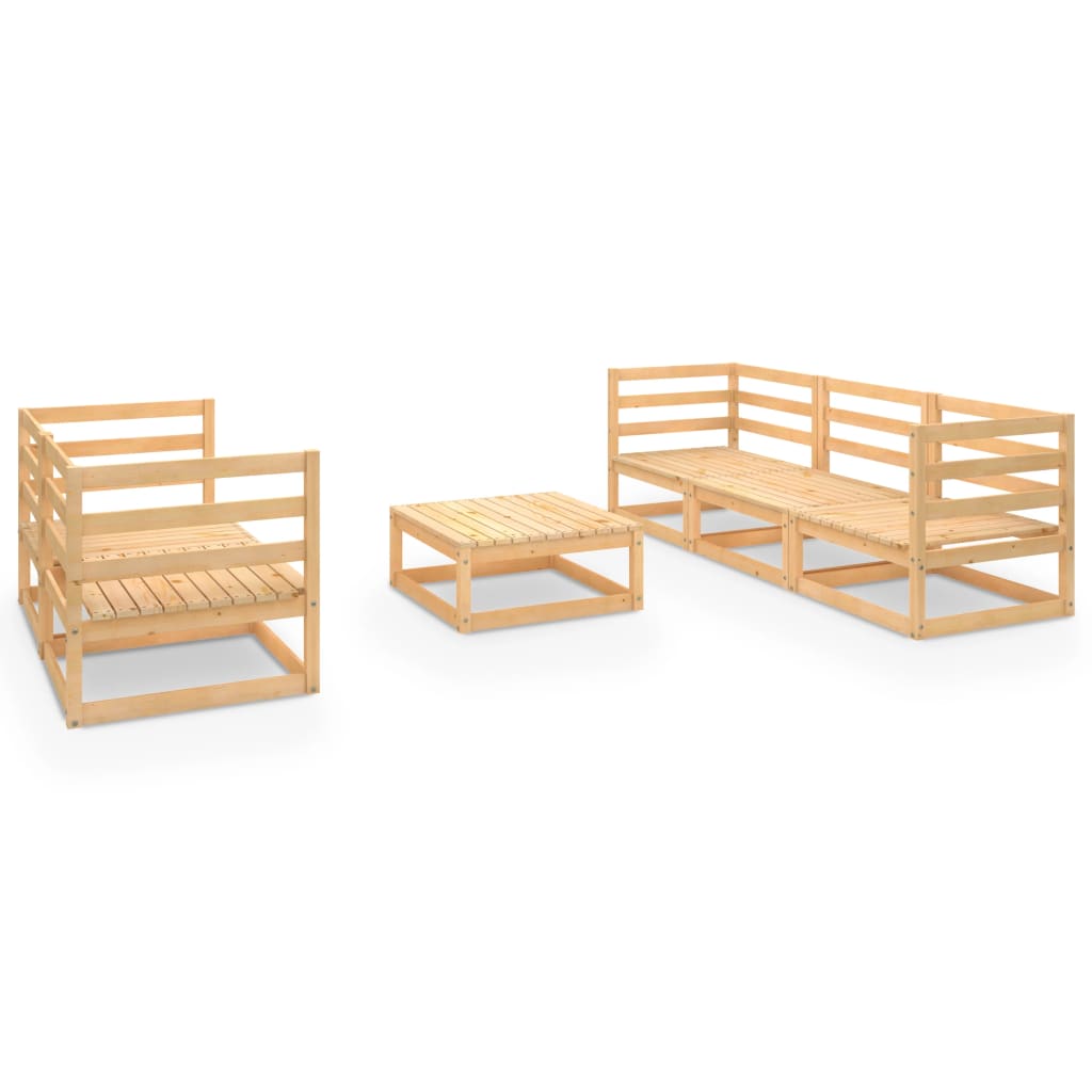 6 Piece Garden Lounge Set Solid Pinewood - Newstart Furniture